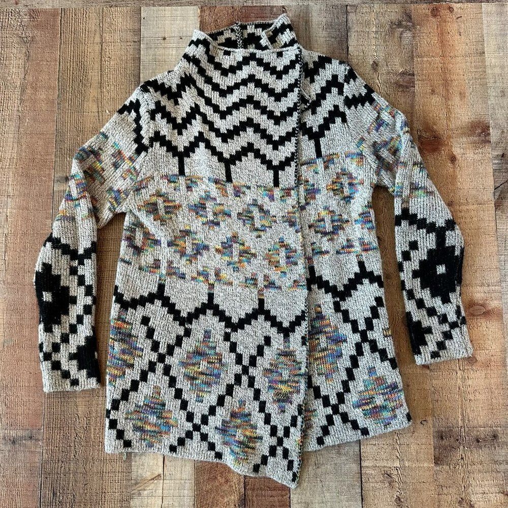 Selfie Couture black and gray open front sweater wrap women's medium large